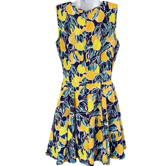 Maison Jules Lemon Print Fit & Flare Dress Cottagecore Retro Style Fruit Citrus - Picture 8 of 12